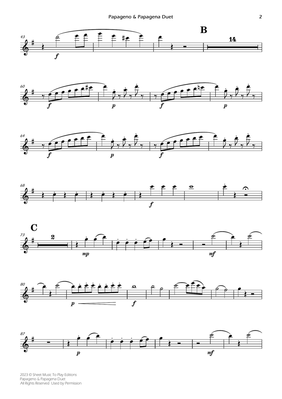 Papageno and Papagena Duet - Woodwind Quartet (Individual Parts) Woodwind Quartet scores gallery preview page 2