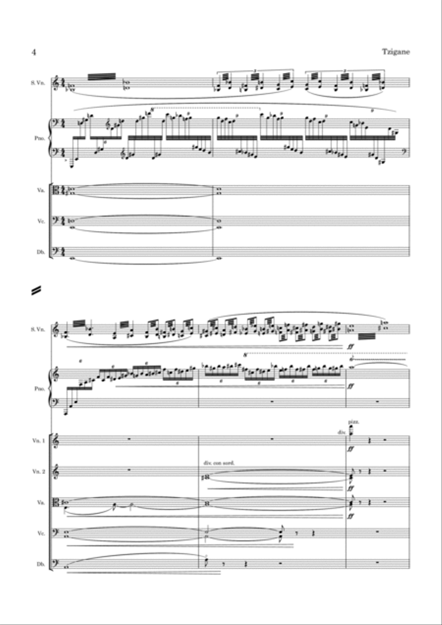 Ravel Tzigane for Violin and String Orchestra String Orchestra scores gallery preview page 5