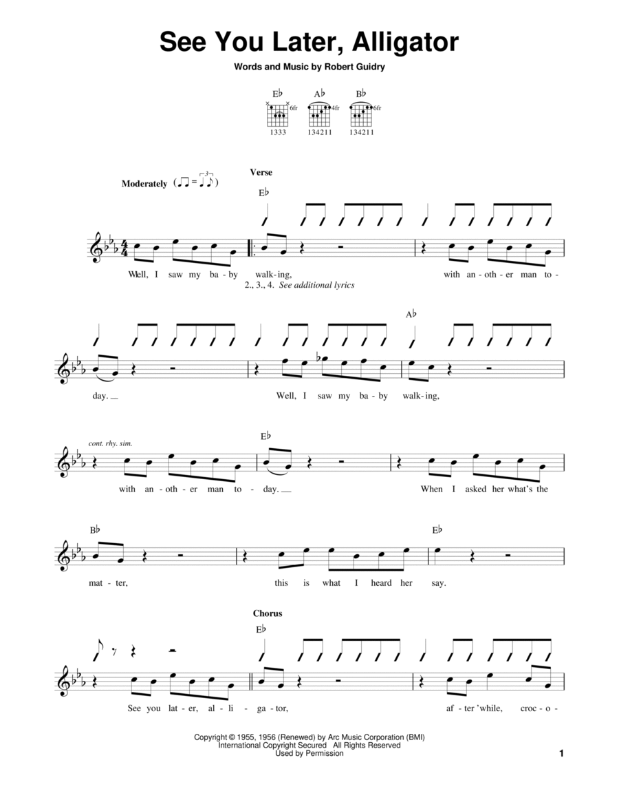 Alligator, See You Later Alligator, See You Later Acoustic Guitar scores gallery preview page 1