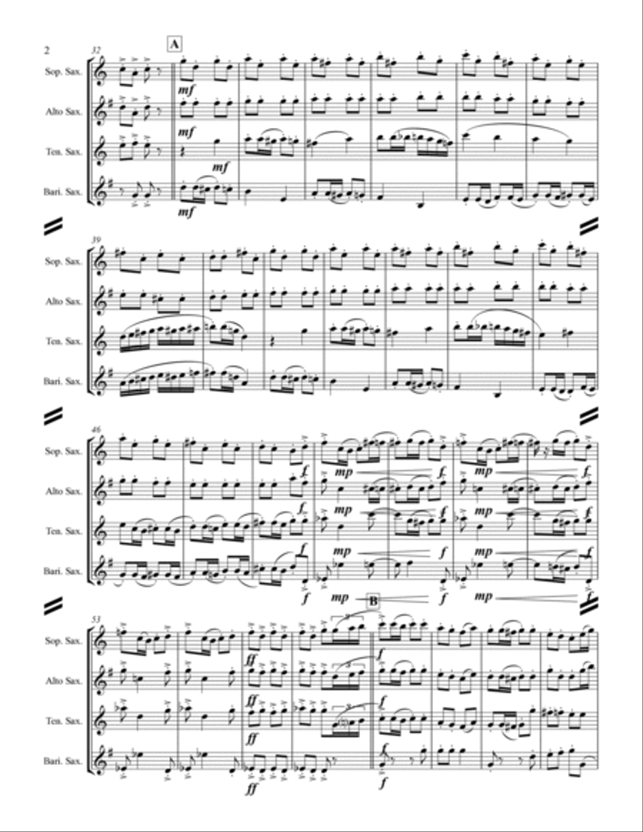 The Nutcracker Suite - 4. Russian Dance, Trépak (for Saxophone Quartet SATB) Saxophone Quartet scores gallery preview page 3