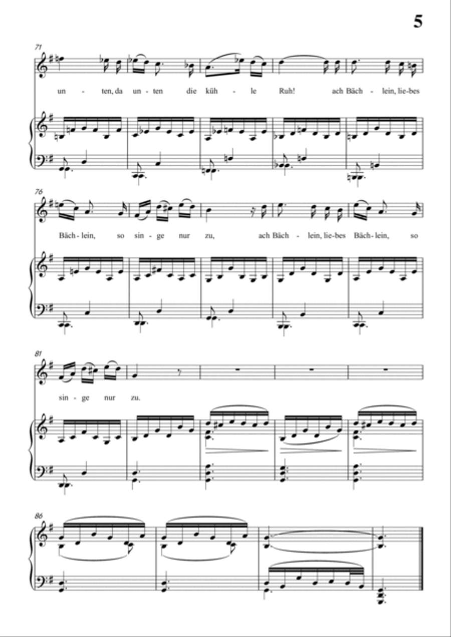 Schubert-Der Müller und der Bach in g minor,for Vocal and Piano Voice scores gallery preview page 6