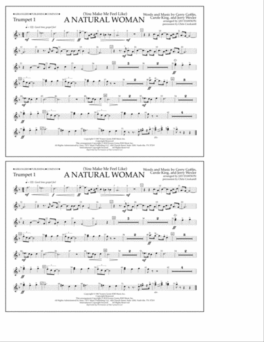 (You Make Me Feel Like) A Natural Woman (arr. Jay Dawson) - Trumpet 1 Marching Band scores gallery preview page 1