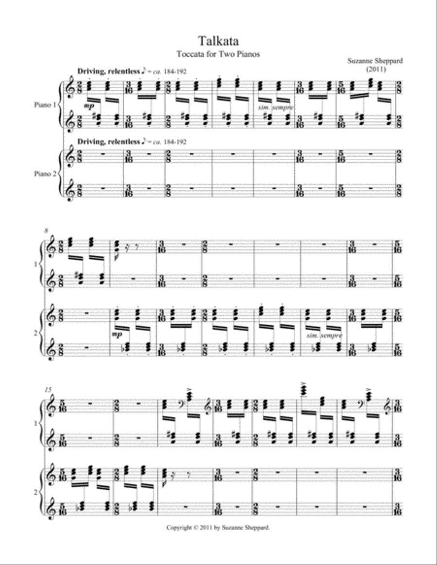 Talkata 2 Pianos, 4-Hands scores gallery preview page 1