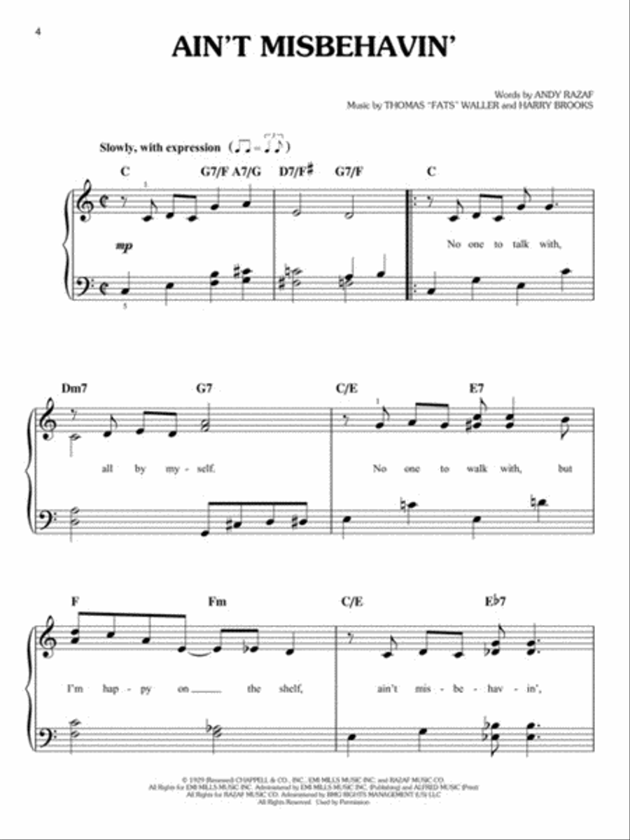 Songs of the 1920s Easy Piano scores gallery preview page 4