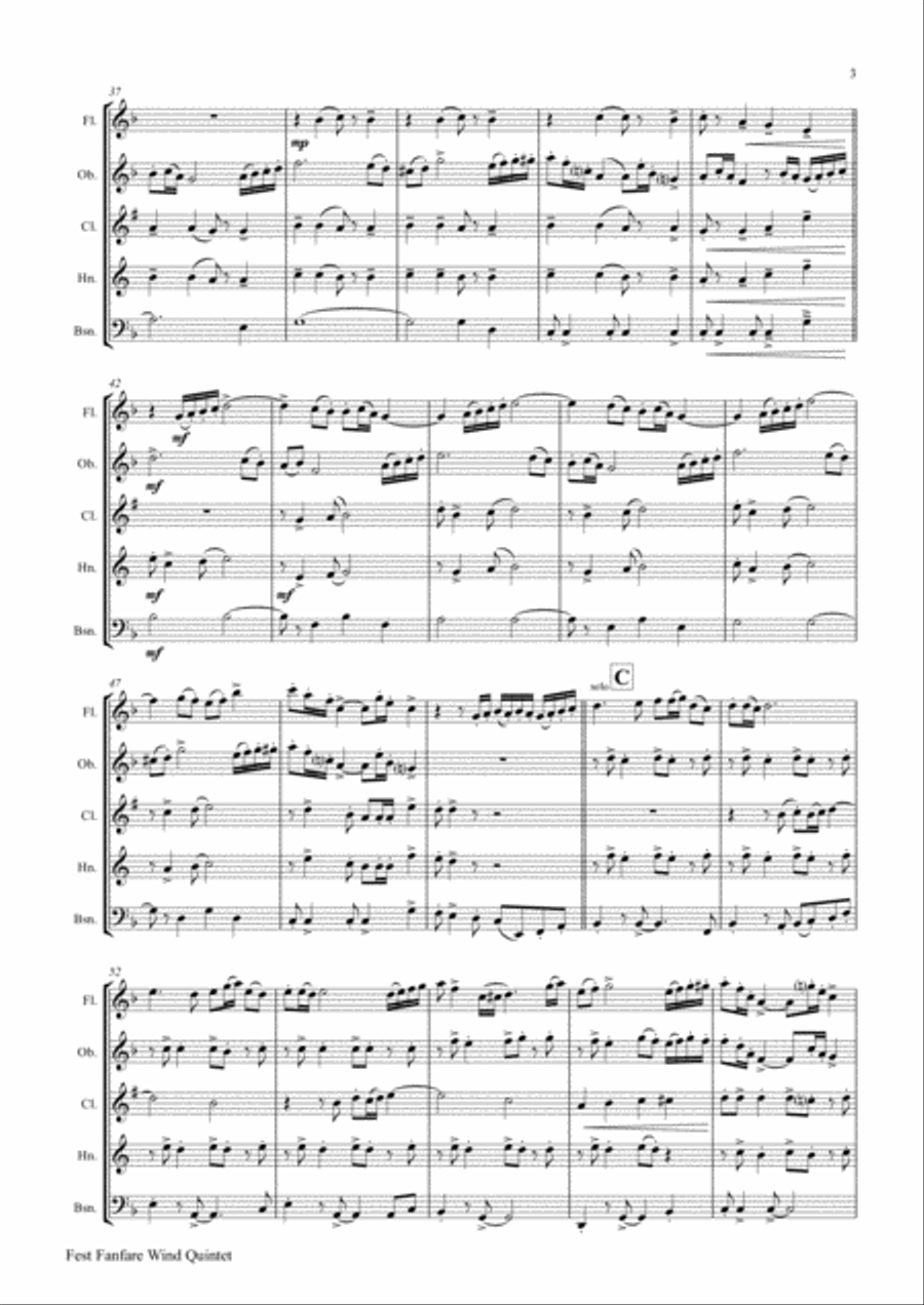 Fest Fanfare - Classical Festive Fanfare - Opener - Wind Quintet Woodwind Quintet scores gallery preview page 4