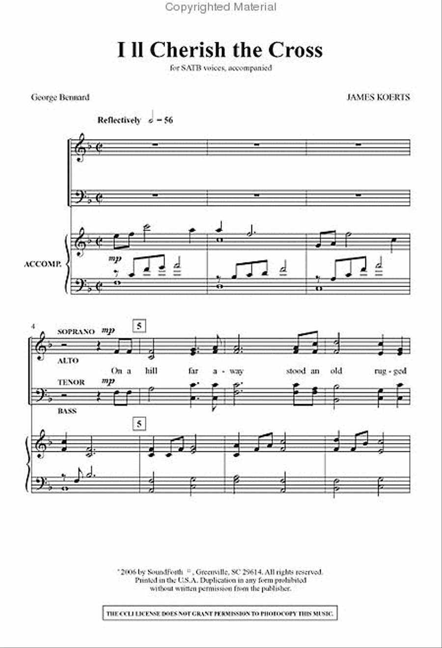 I'll Cherish the Cross 4-Part scores gallery preview page 2