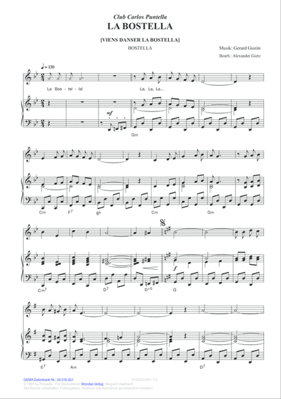 La Bostella [Viens danser La Bostella] Piano, Vocal, Guitar scores gallery preview page 2