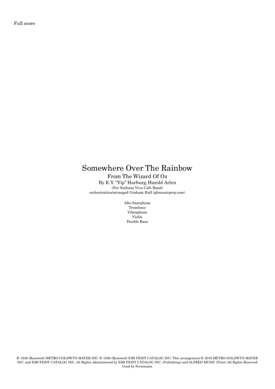 Over The Rainbow Small Ensemble scores gallery preview page 1