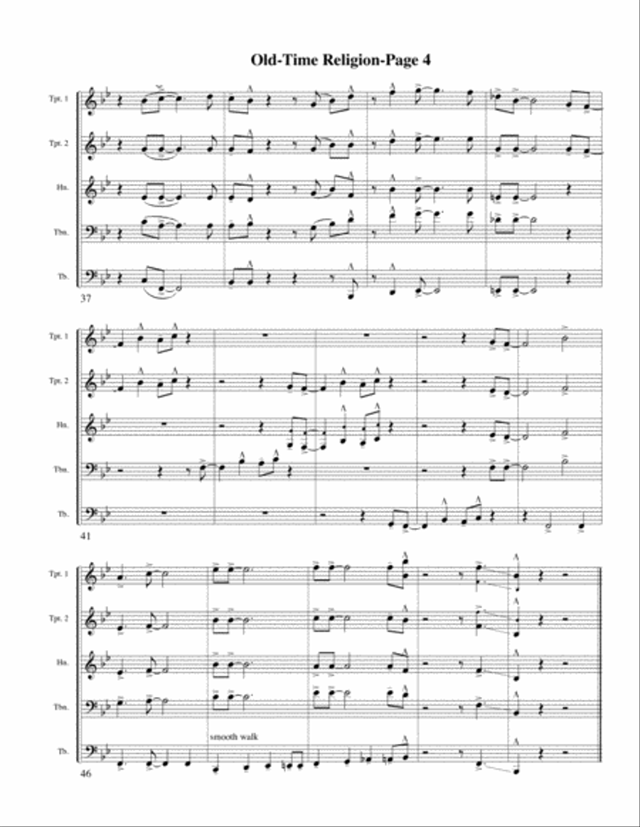 Old-Tiime Religion for Brass Quintet Brass Quintet scores gallery preview page 4