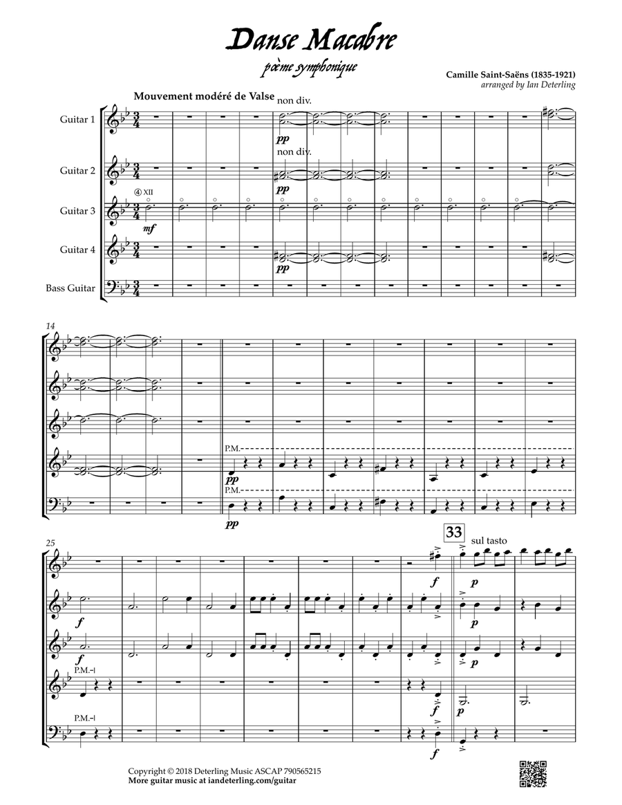 Danse Macabre (Guitar Ensemble) Guitar Ensemble scores gallery preview page 5
