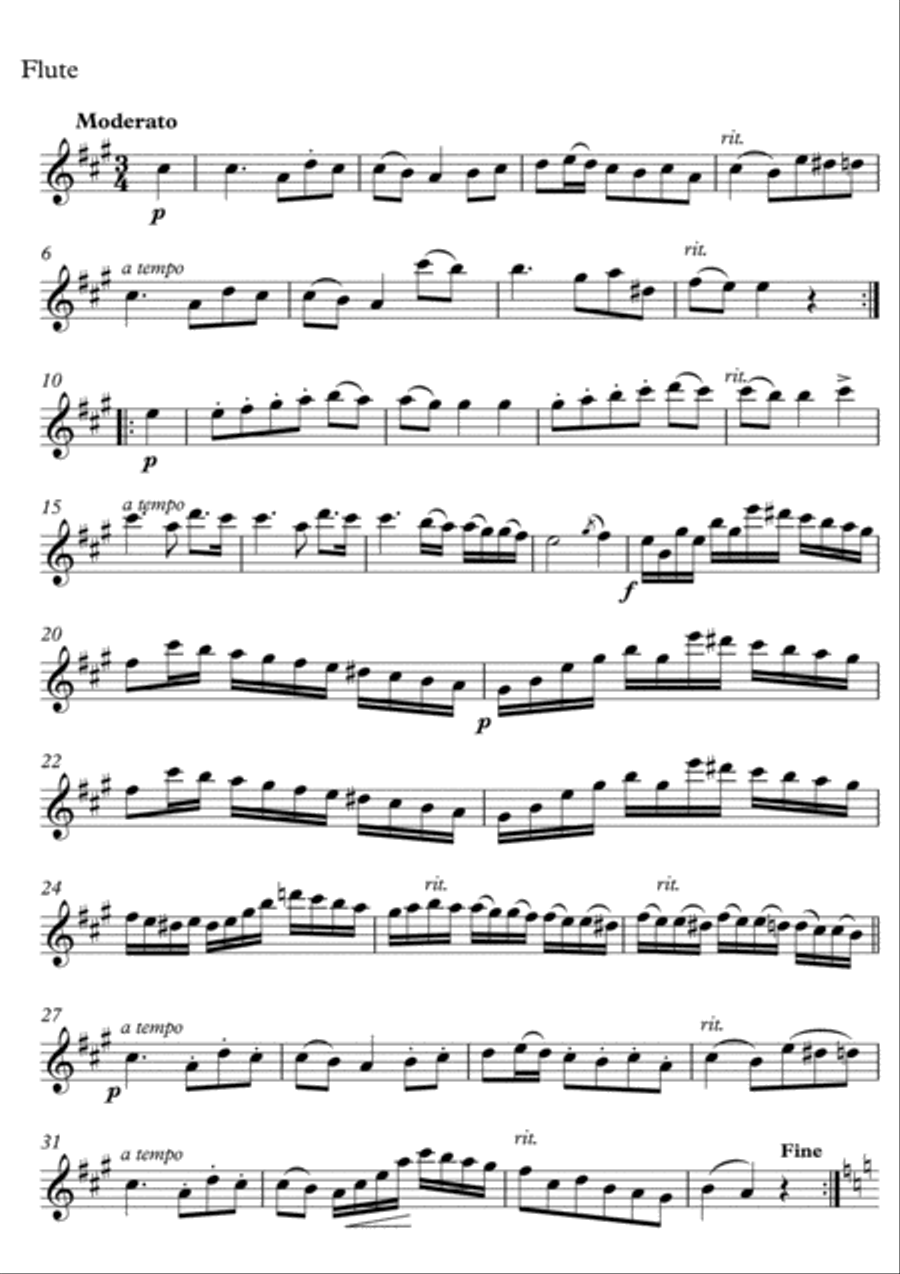 Minuet Flute Viola Guitar trio image number null
