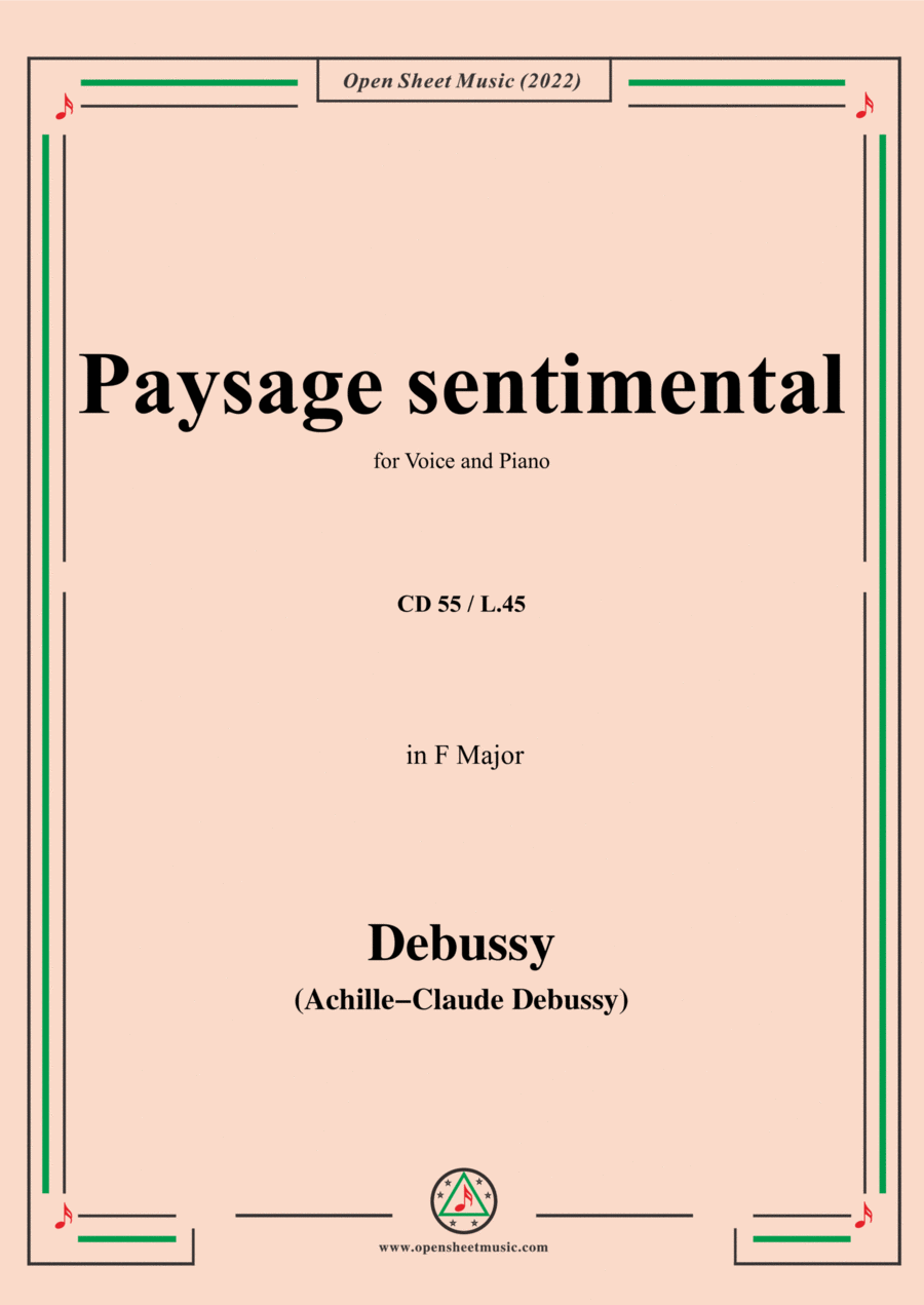 Debussy-Paysage sentimental,in F Major,CD 55;L.45,for Voice and Piano Voice Solo scores gallery preview page 1