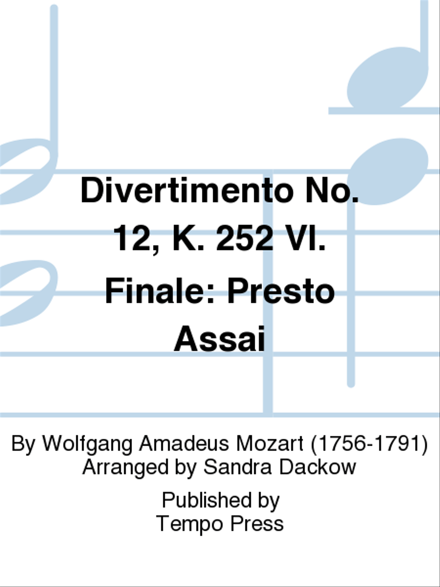 Divertimento No. 12, K. 252: Presto (Finale, 4th movement) Orchestra scores gallery preview page 1