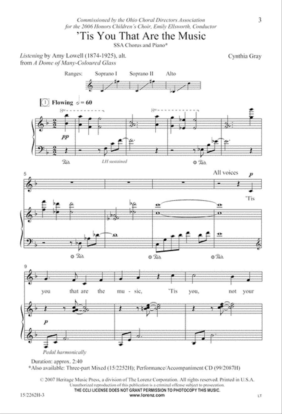 'Tis You That Are the Music SSA scores gallery preview page 3
