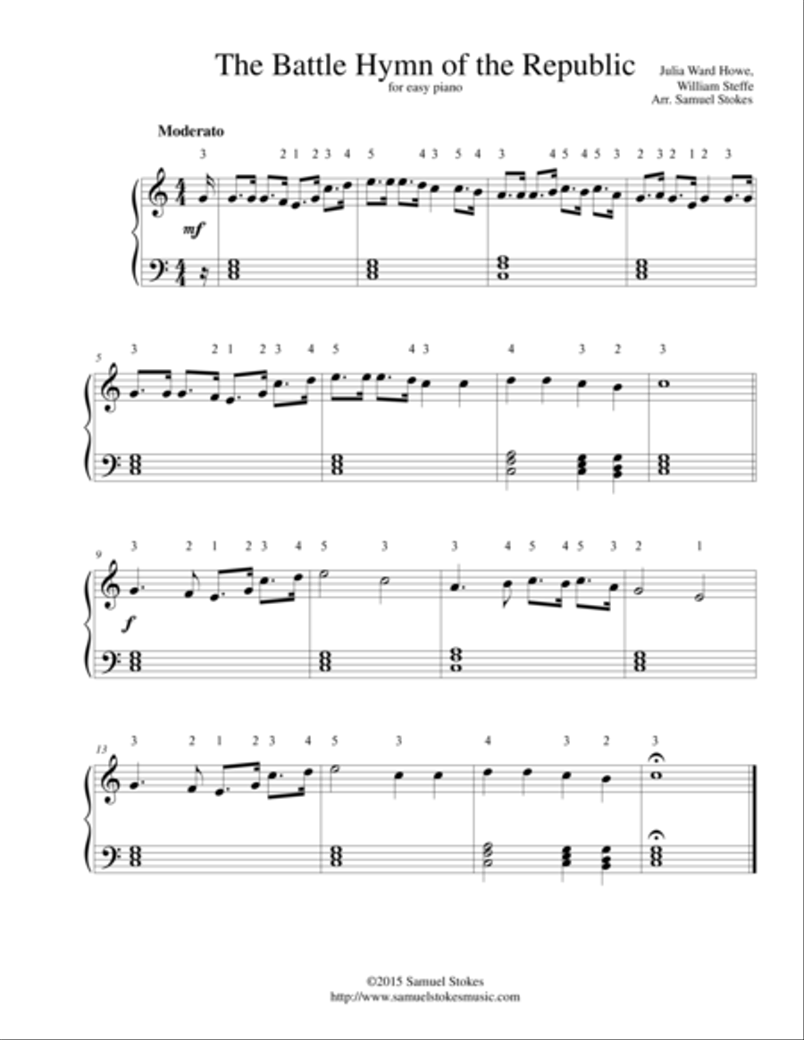 The Battle Hymn of the Republic - for easy piano Piano Method scores gallery preview page 1