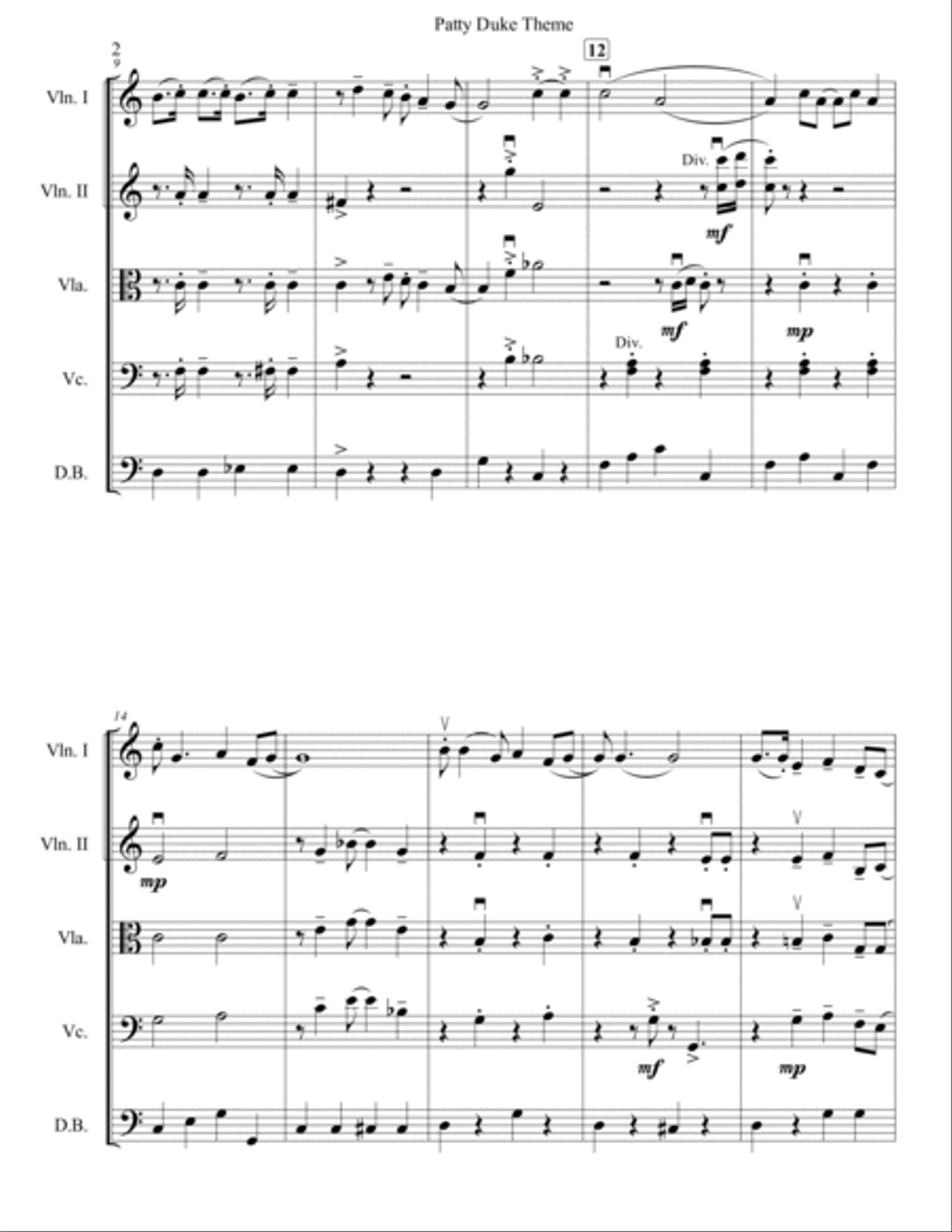 Patty Duke Theme String Orchestra scores gallery preview page 3