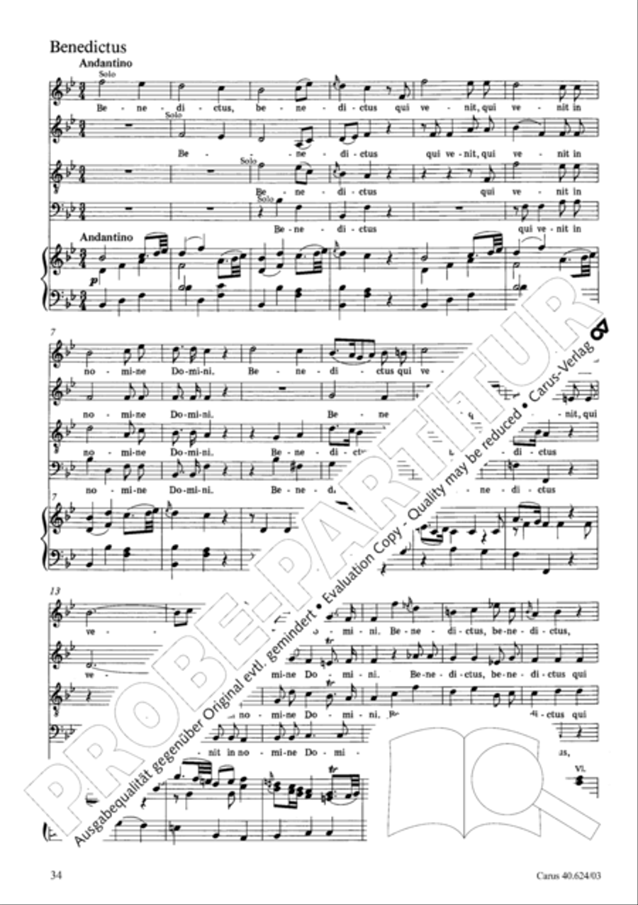 Missa brevis in F major 4-Part scores gallery preview page 35