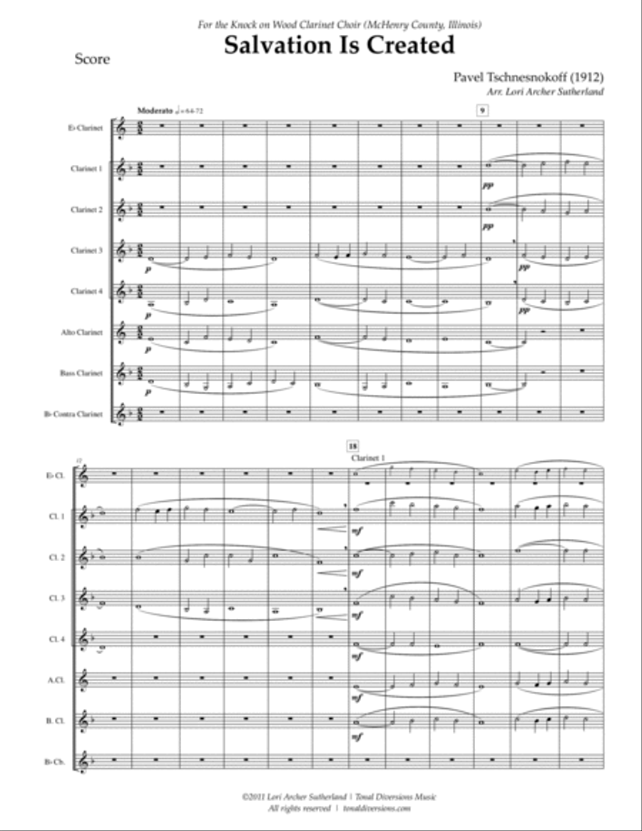 Salvation Is Created Clarinet Choir scores gallery preview page 2
