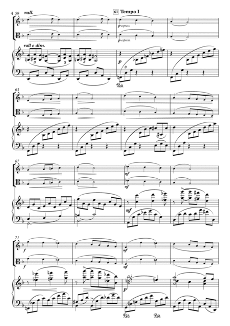 Miniatures, No.4 Romance H.88-1 for Violin, Viola & Piano Piano Trio scores gallery preview page 4