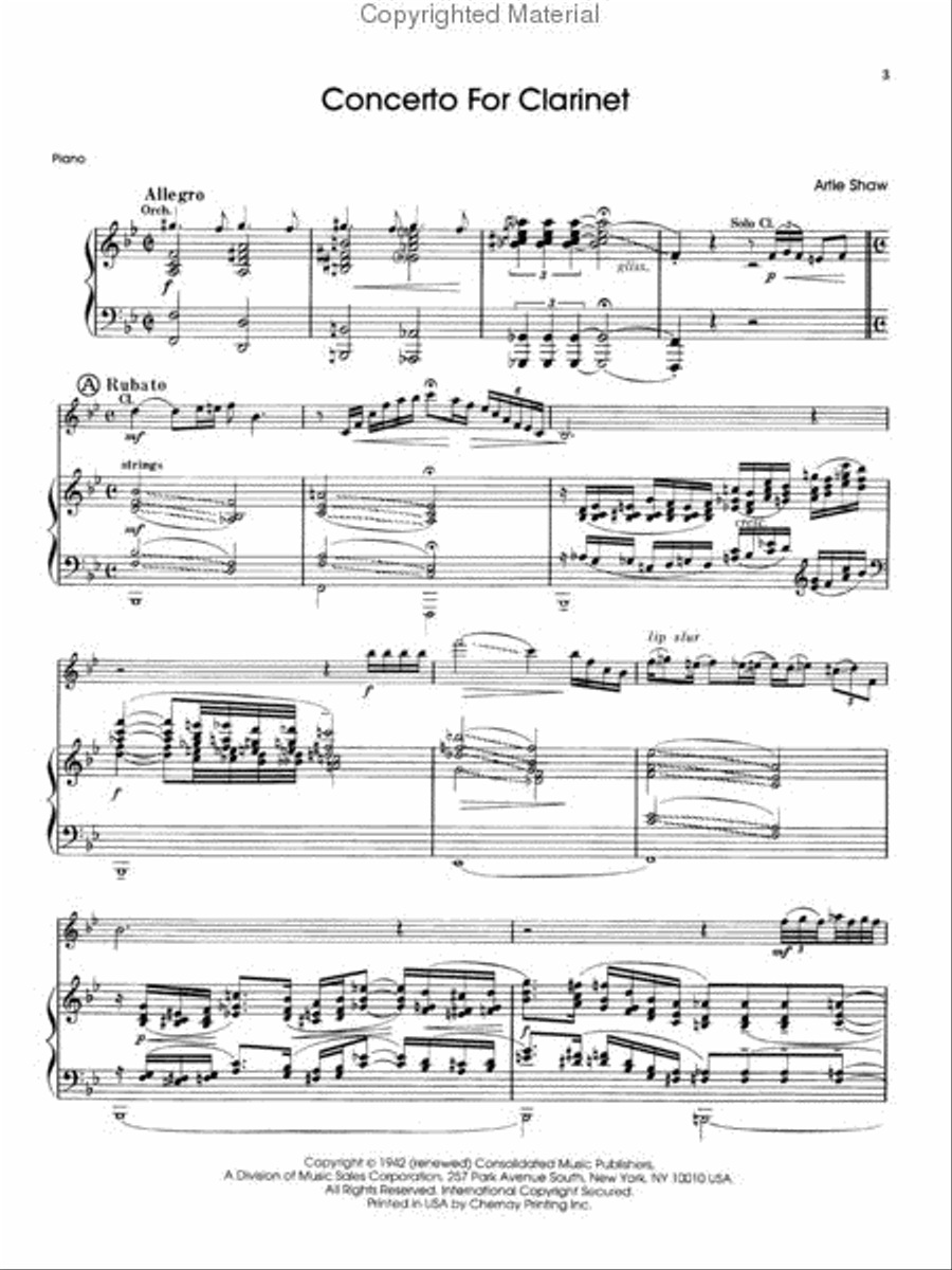 Artie Shaw – Concerto for Clarinet Clarinet Solo scores gallery preview page 3