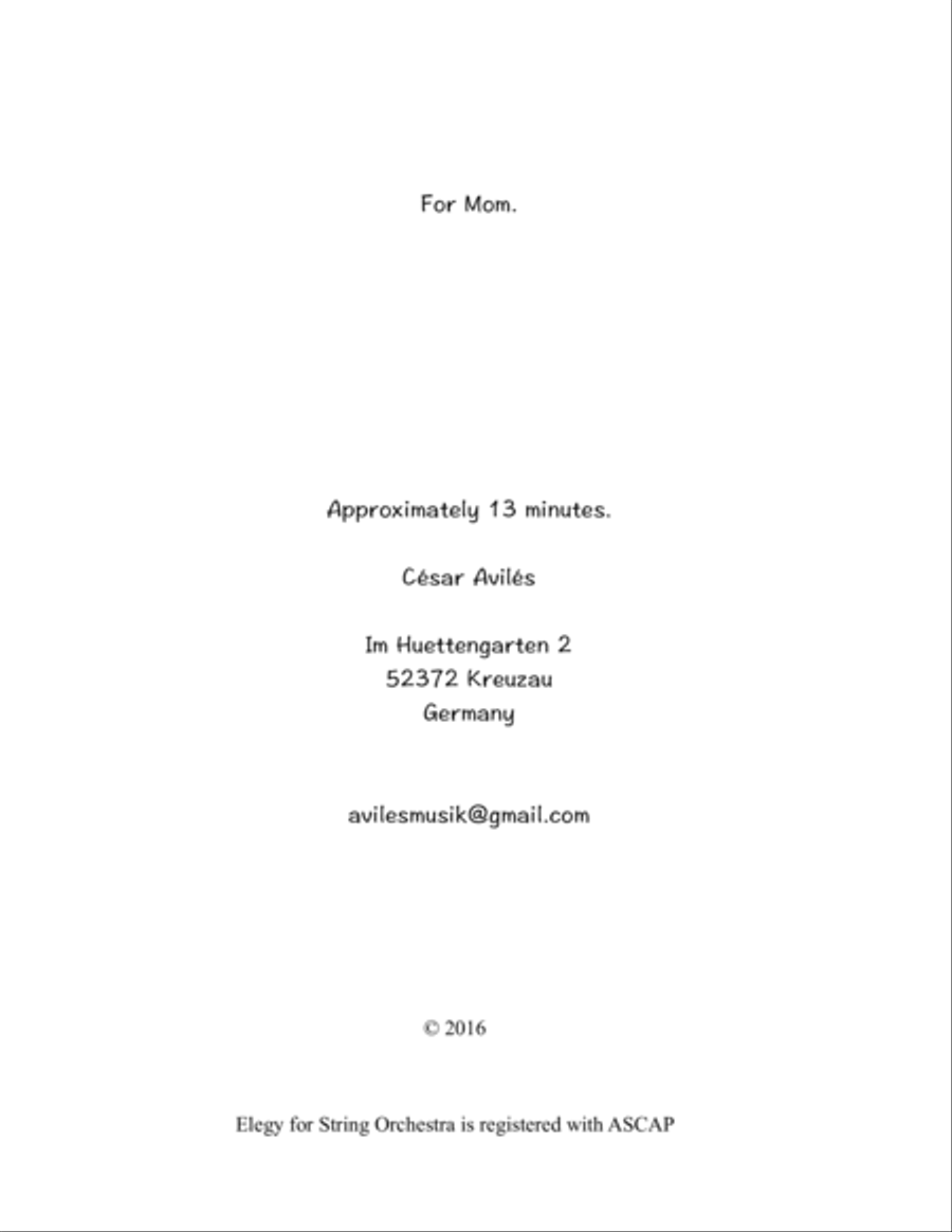 Elegy for String Orchestra String Orchestra scores gallery preview page 2