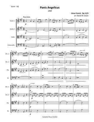 Book cover for Panis angelicus Op.12, No.5 (Franck) STRING QUARTET