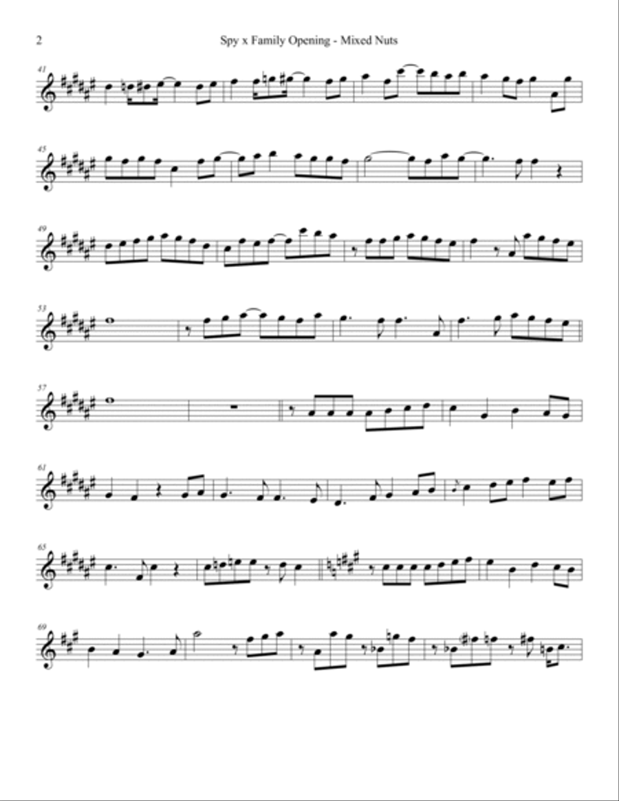 Spy X Family Opening Mixed Nuts Violin Violin Solo scores gallery preview page 2