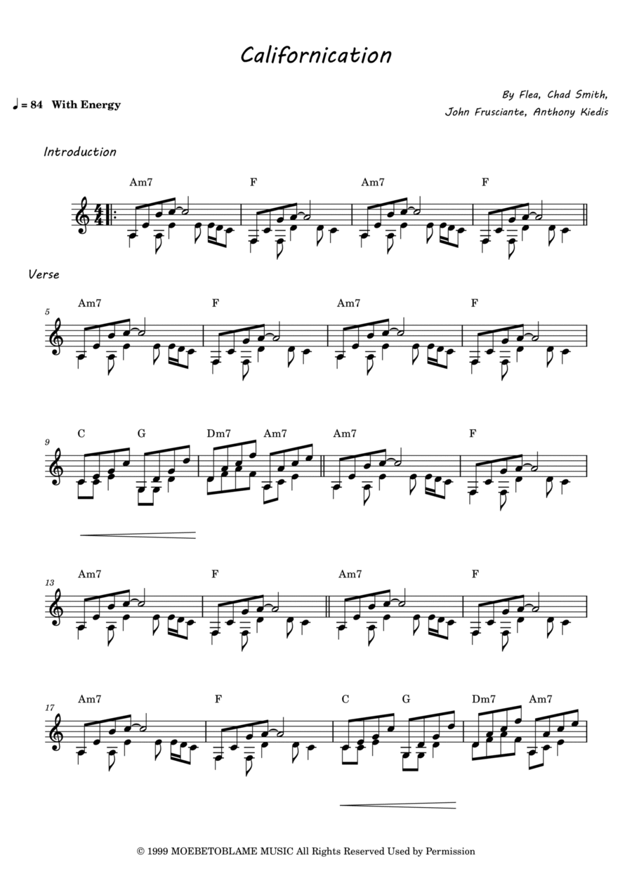 Californication - Score Only Woodwind Trio scores gallery preview page 1