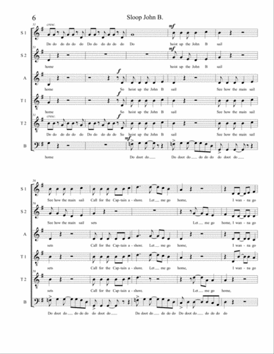 Sloop John B 4-Part scores gallery preview page 6