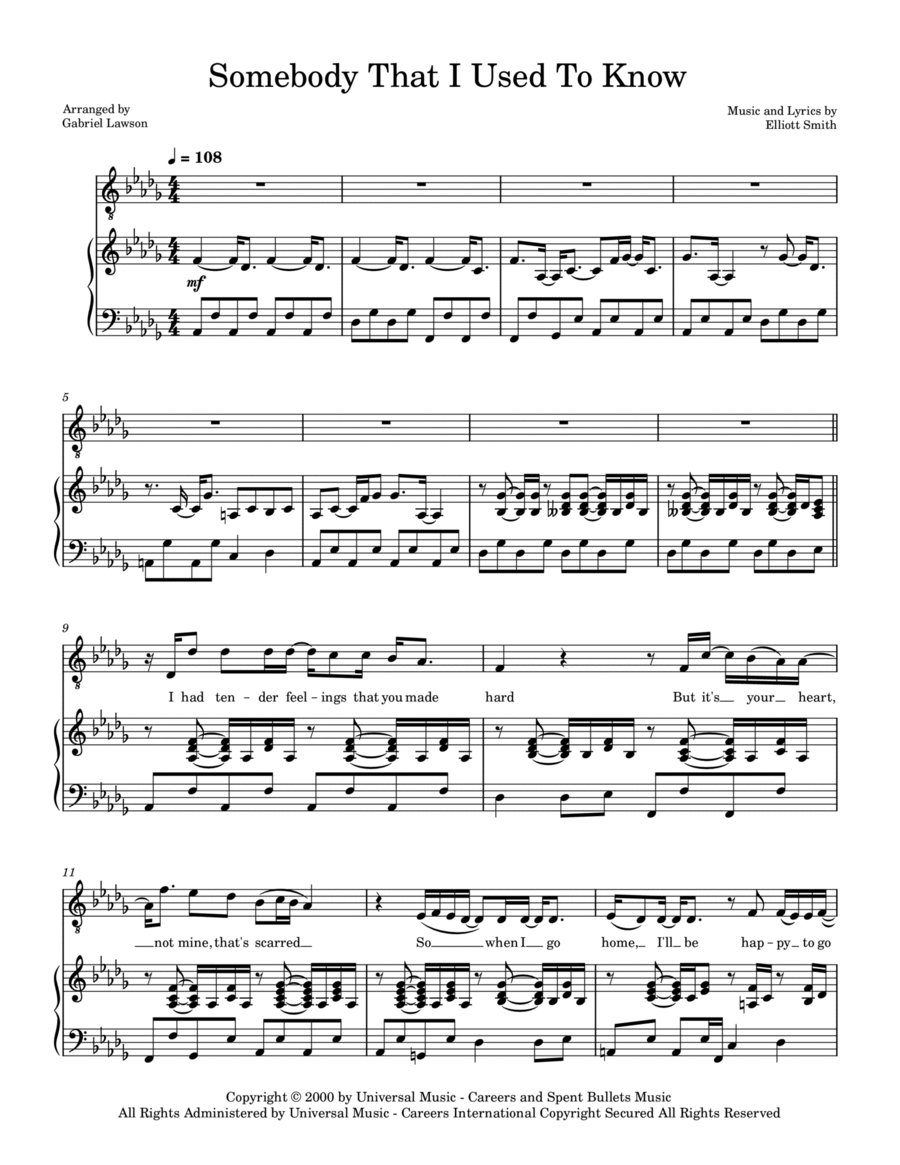 Somebody That I Used To Know Voice scores gallery preview page 1