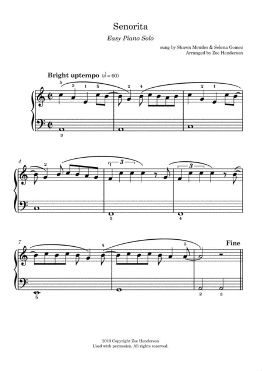 Senorita Easy Piano scores gallery preview page 1