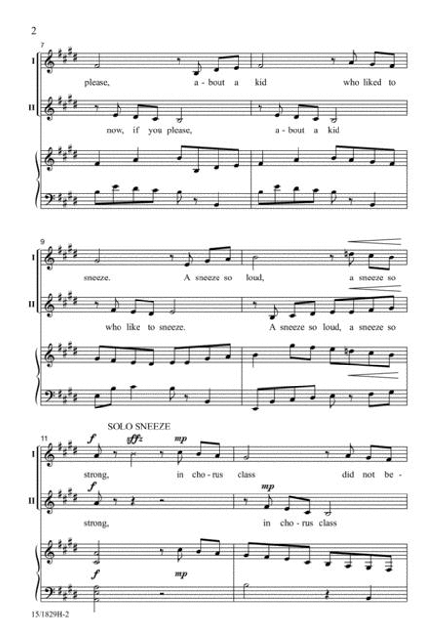 The Kid with the Surprising Sneeze 2-Part scores gallery preview page 2