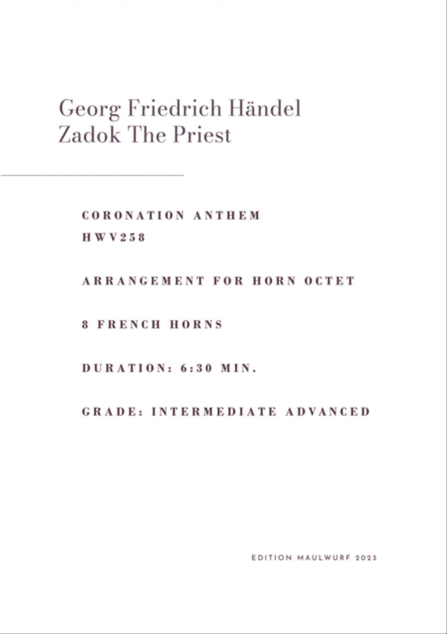 Zadok The Priest Horn scores gallery preview page 2