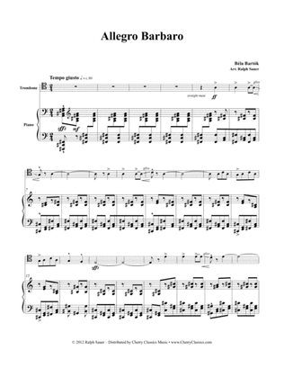 Book cover for Allegro Barbaro for Trombone and Piano