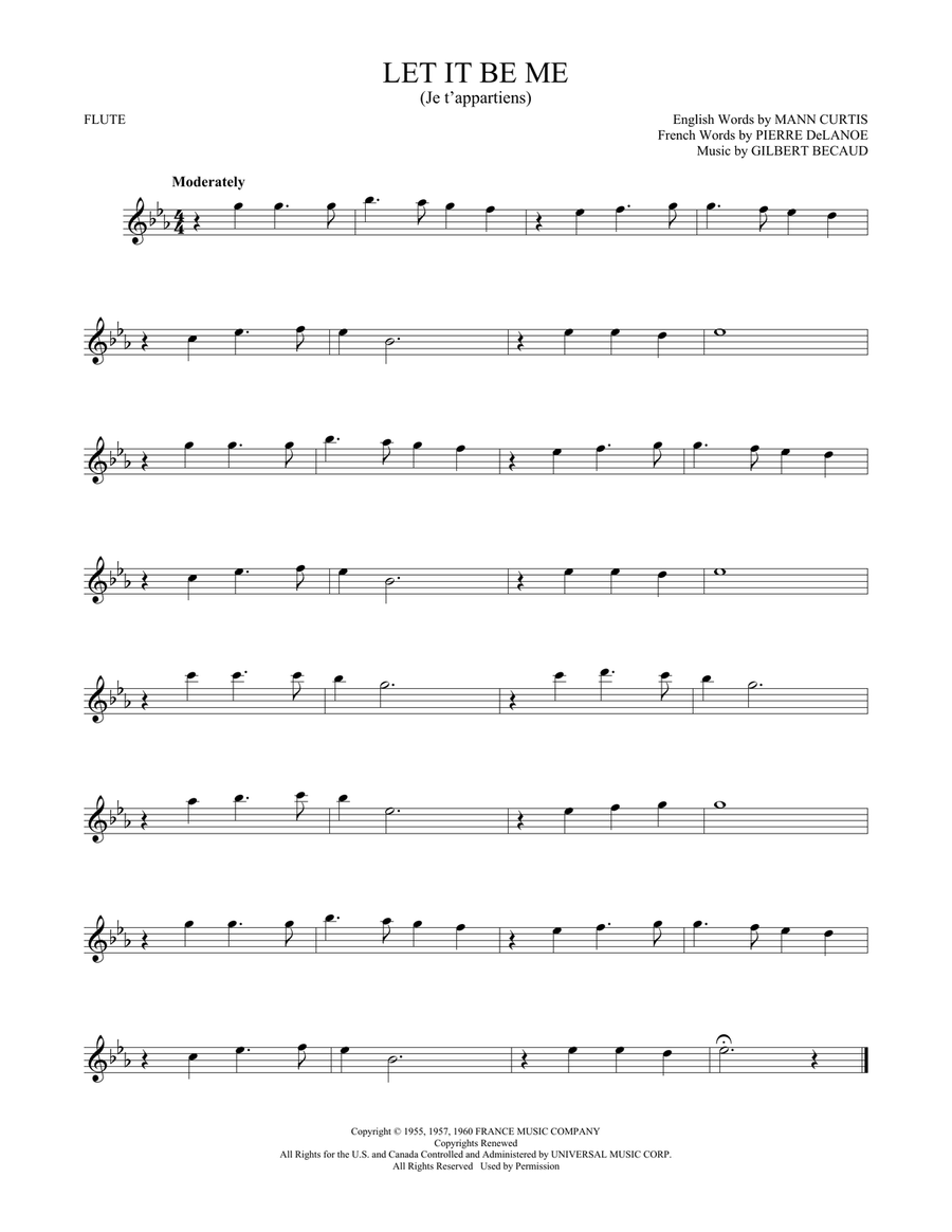 Let It Be Me (Je T'appartiens) Flute Solo scores gallery preview page 1