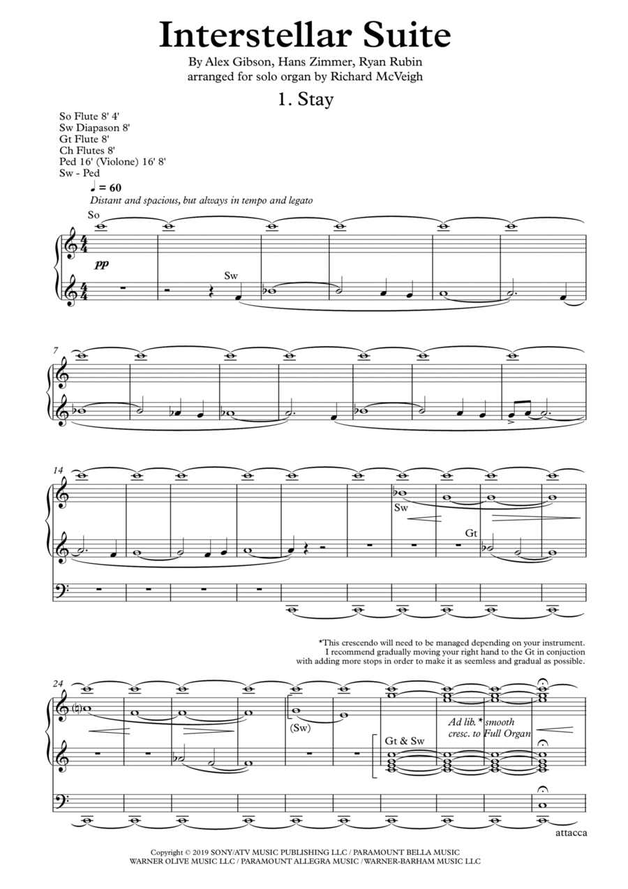 Interstellar Organ Solo scores gallery preview page 1