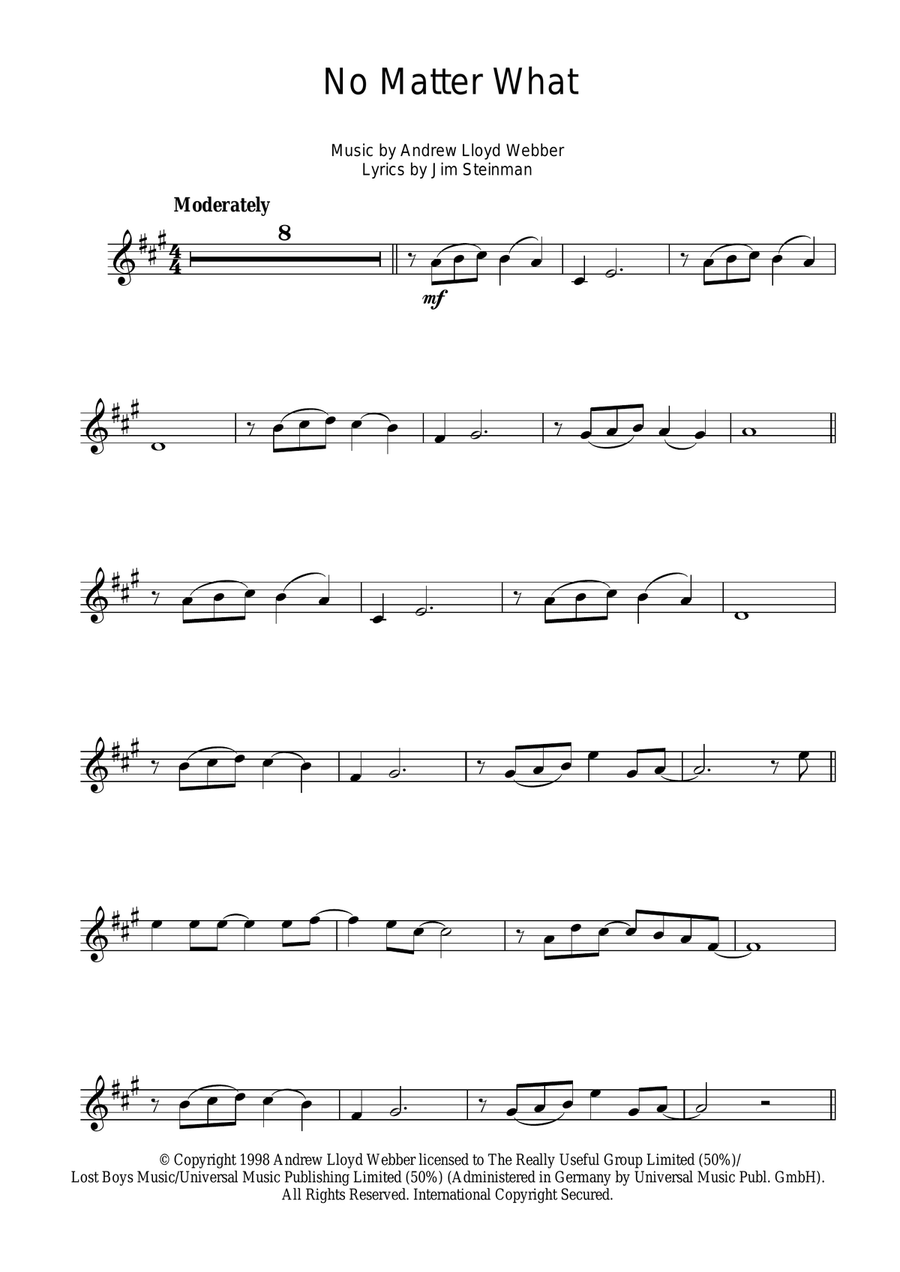 No Matter What (from Whistle Down The Wind) Violin Solo scores gallery preview page 1