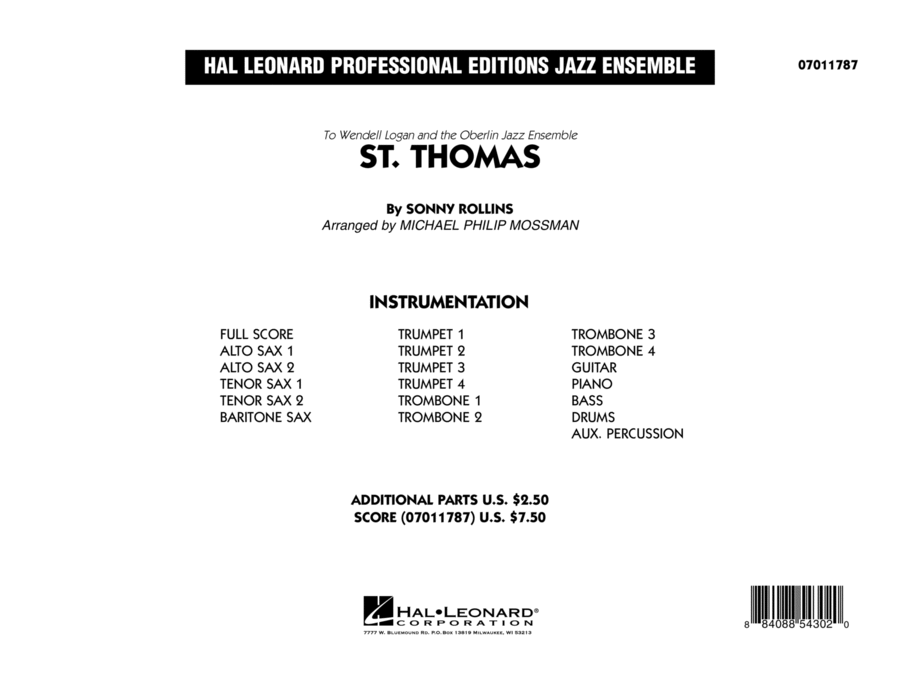 St. Thomas - Conductor Score (Full Score) Jazz Ensemble scores gallery preview page 1