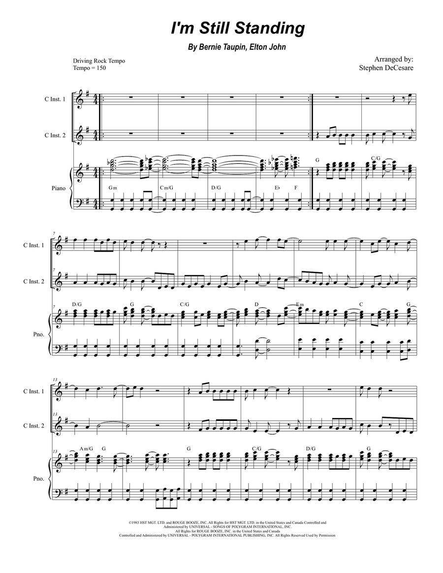 I'm Still Standing Piano scores gallery preview page 1