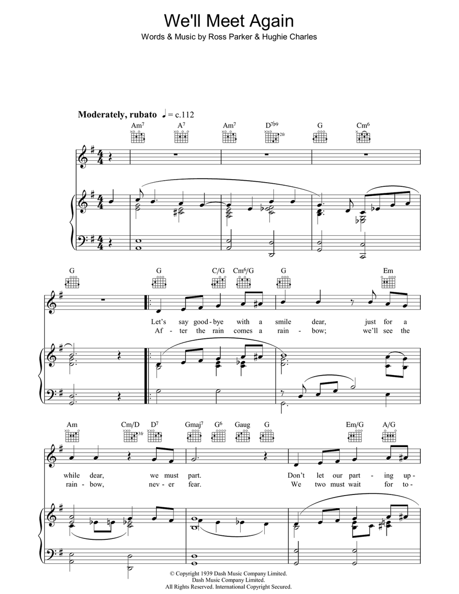 We'll Meet Again Piano, Vocal, Guitar scores gallery preview page 1