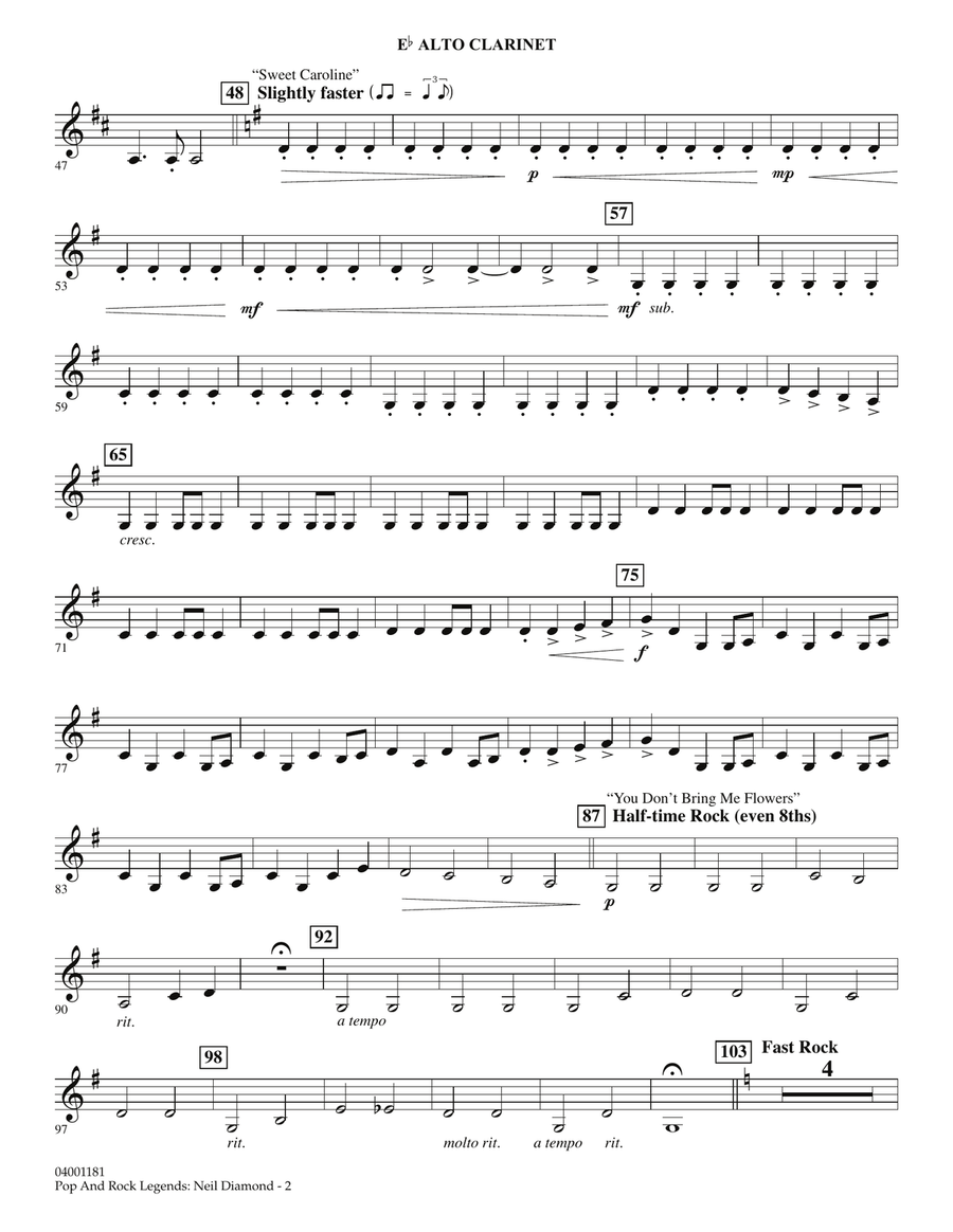 Pop and Rock Legends - Neil Diamond - Eb Alto Clarinet Concert Band scores gallery preview page 2