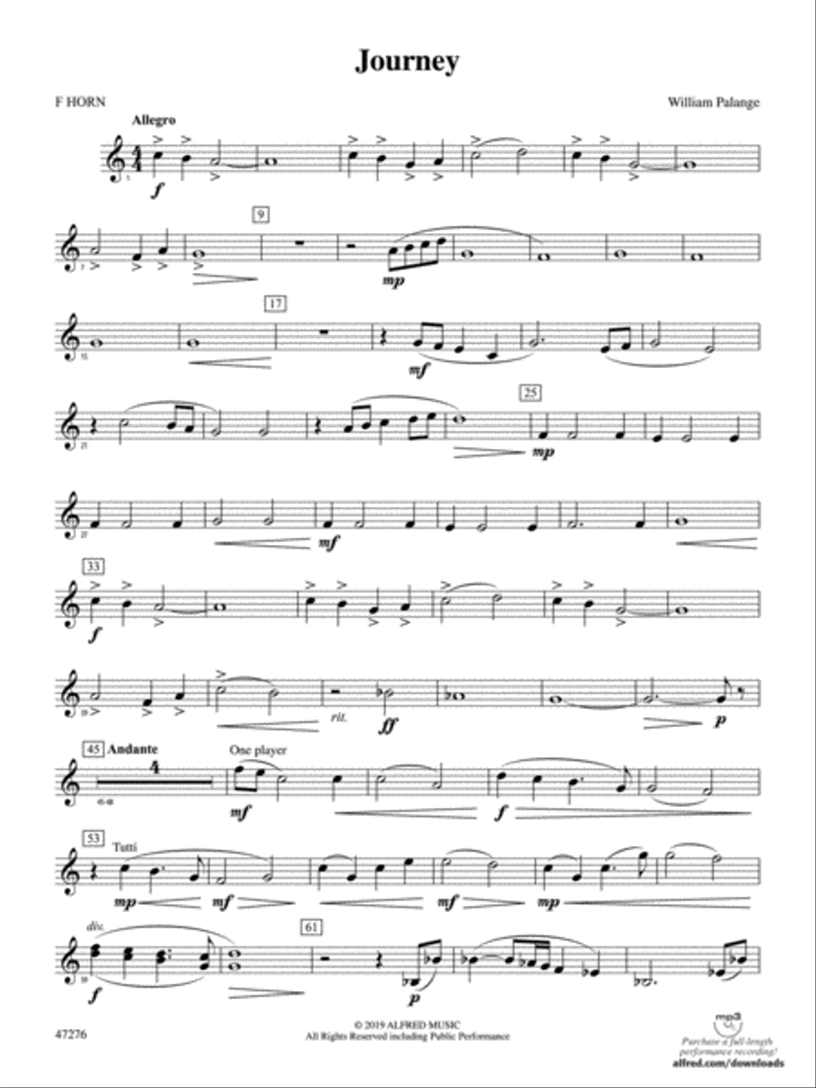 Journey: 1st F Horn Concert Band scores gallery preview page 1