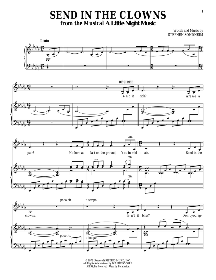 Send In The Clowns Piano, Vocal scores gallery preview page 1