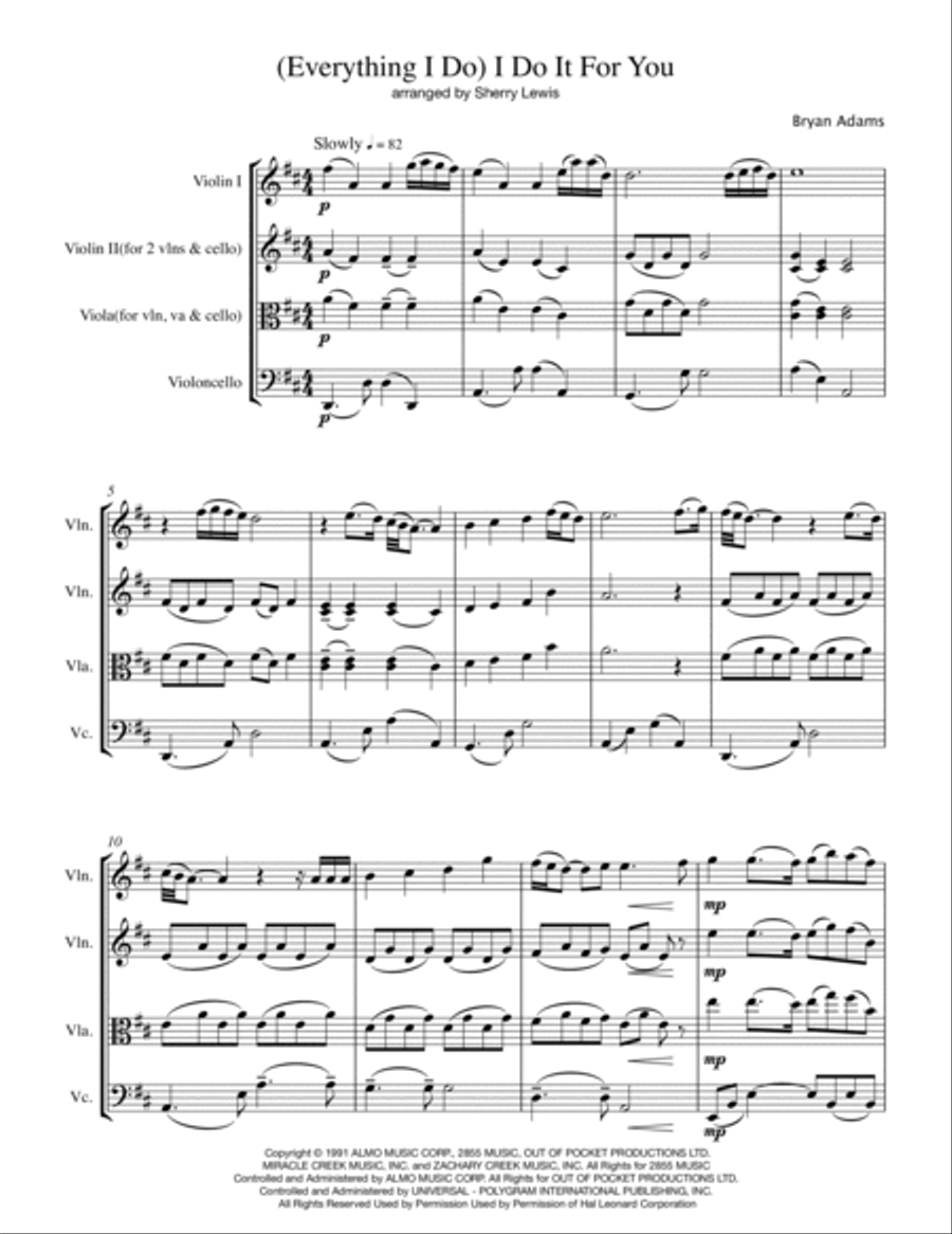 (Everything I Do) I Do It For You String Trio scores gallery preview page 4