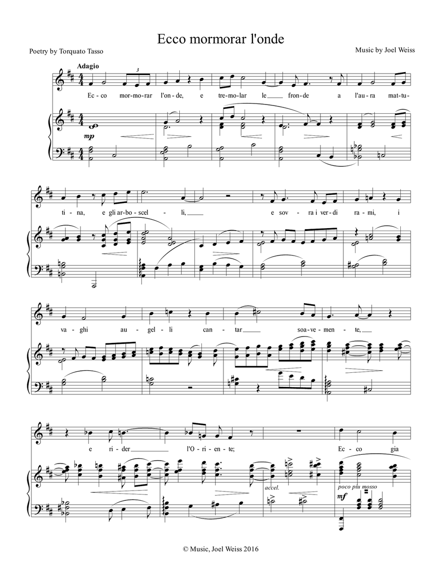 Ecco mormorar l'onde Voice scores gallery preview page 1