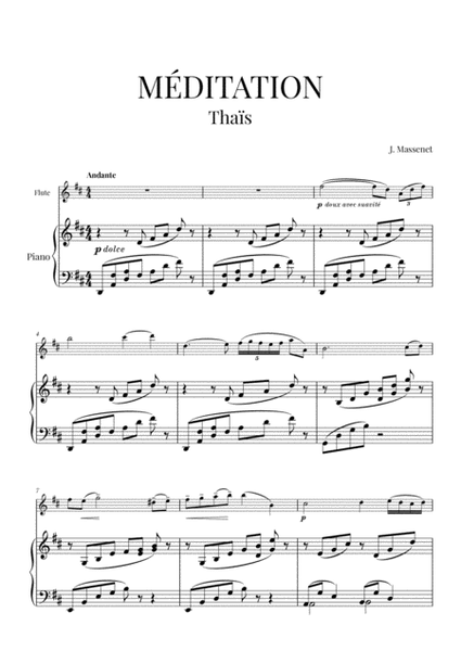 Méditation (from Thaïs) for Flute and Piano image number null