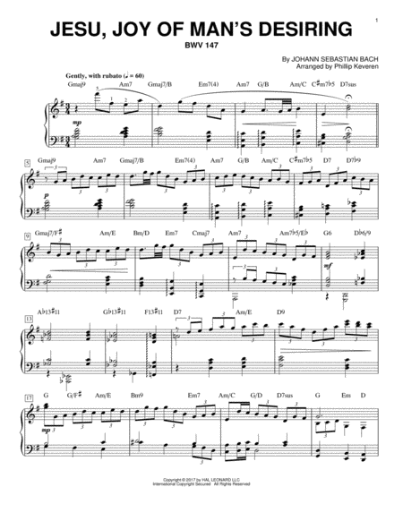 Jesu, Joy Of Man's Desiring, BWV 147 [Jazz version] (arr. Phillip Keveren)