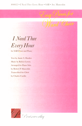 Book cover for I Need Thee Every Hour - SAB - Cardin