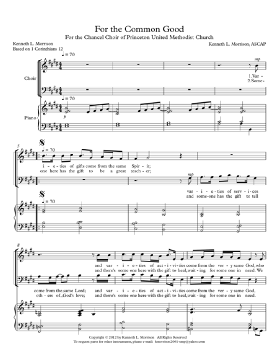 For the Common Good (2 Part Mixed Voices) 2-Part scores gallery preview page 1