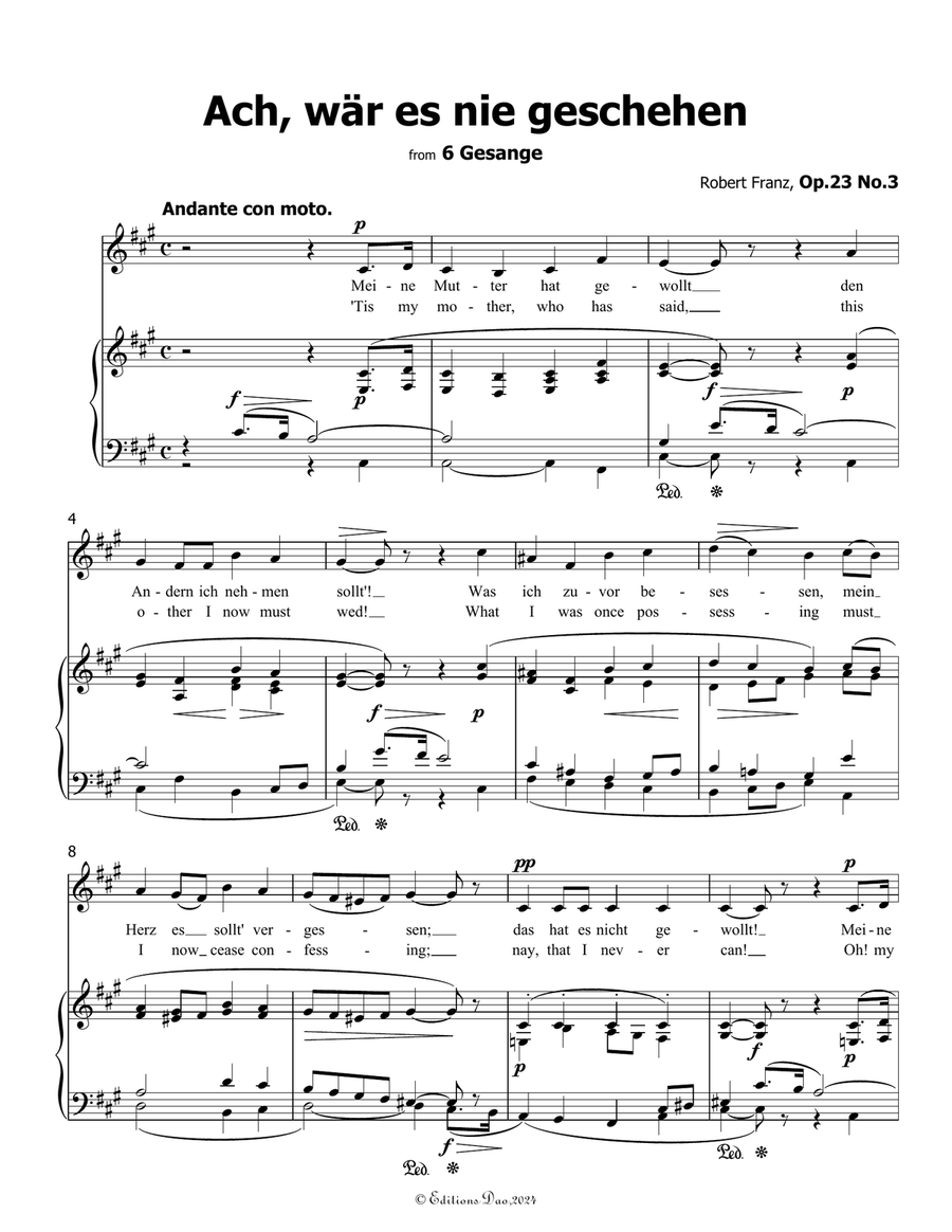 Ach, war es nie geschehen, by Robert Franz, in f sharp minor Voice scores gallery preview page 3